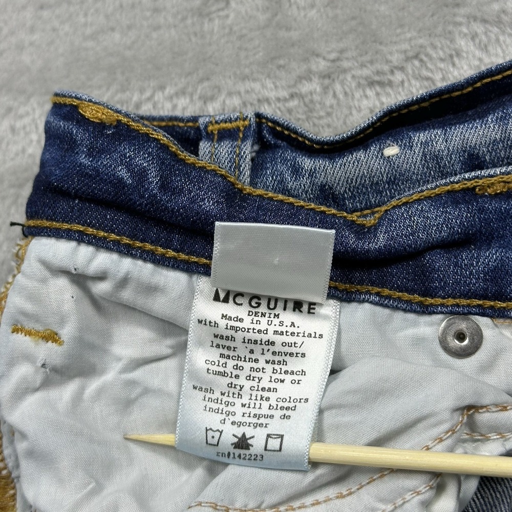 McGuire Denim Satin Tuxedo Stripe Jeans Women's 27 Modern Chic Skinny Black Trim - Picture 11 of 16